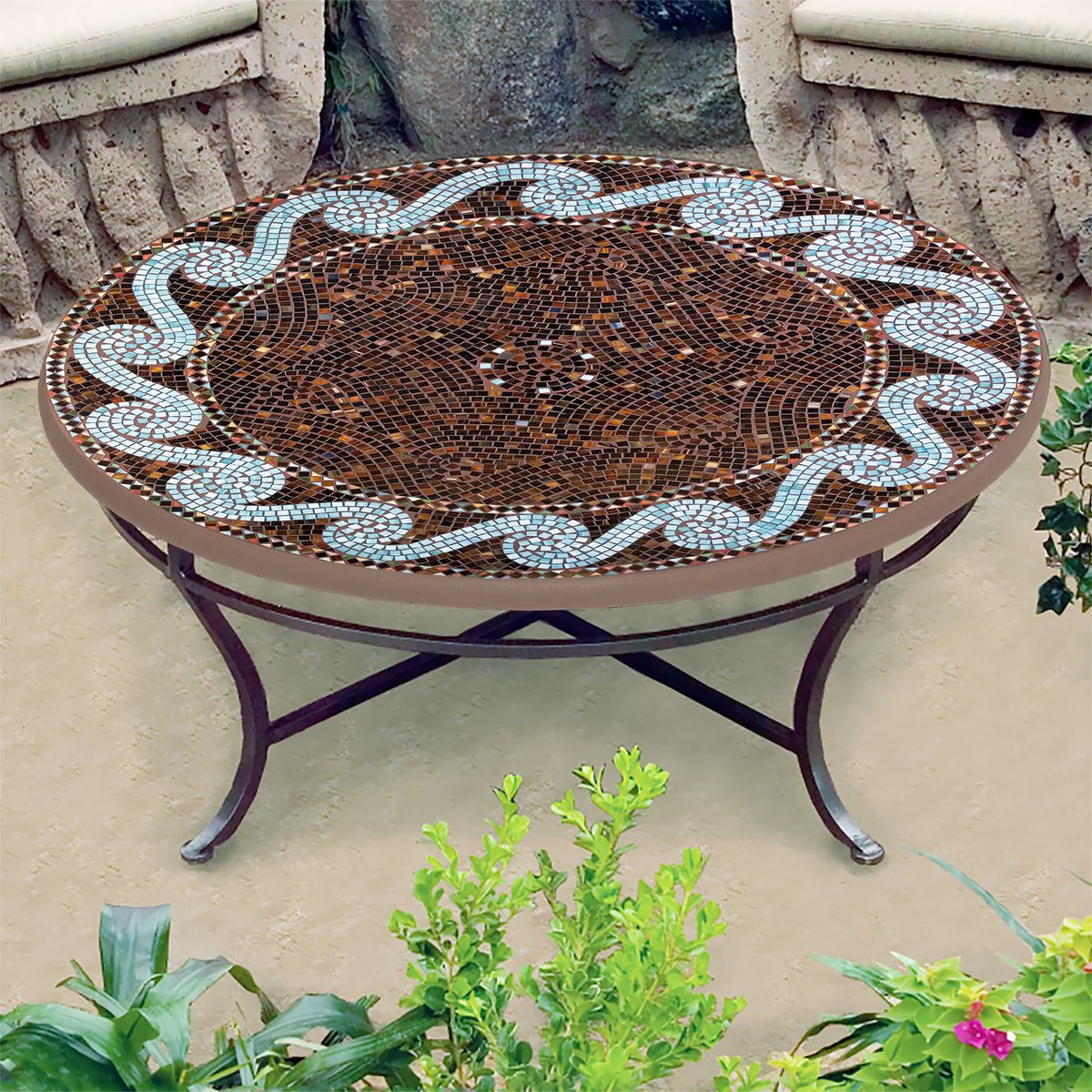 Oasis Mosaic Coffee Table-Iron Accents