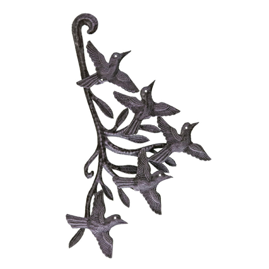 Birds w/ Branch Plaque - 3D-Iron Accents