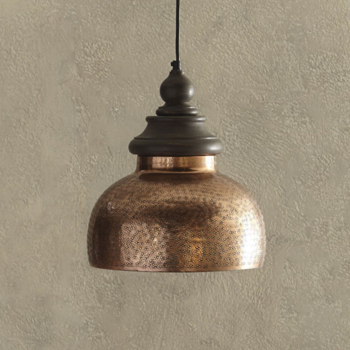 Copper Pendant Light-Iron Accents