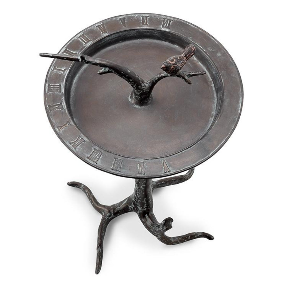 Bird & Twig Birdbath / Sundial - Iron Accents