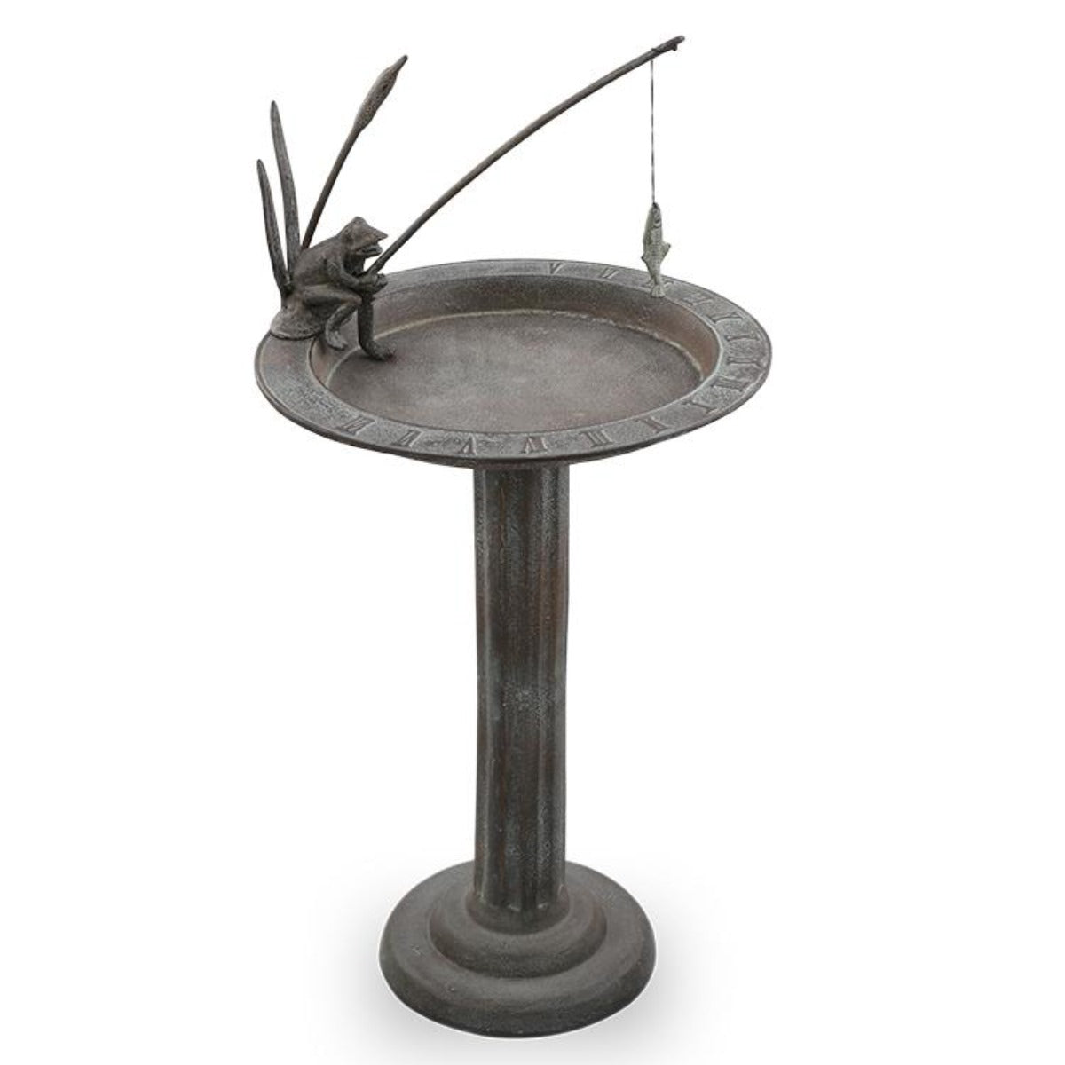 Fishing Frog Birdbath / Sundial-Iron Accents