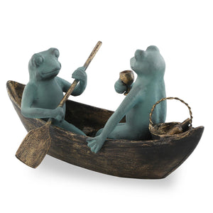 Boating Frog Garden Sculpture