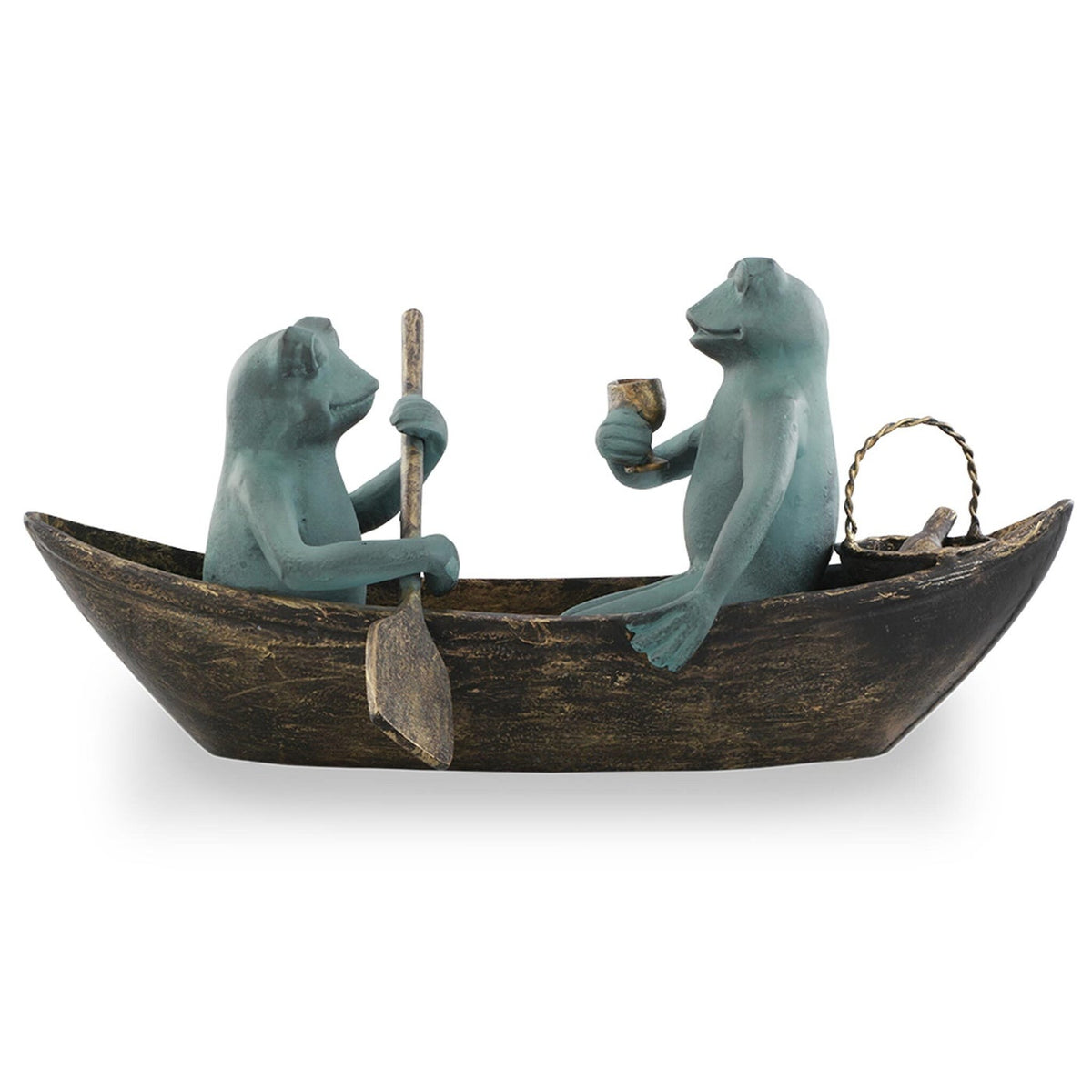 Boating Frog Garden Sculpture