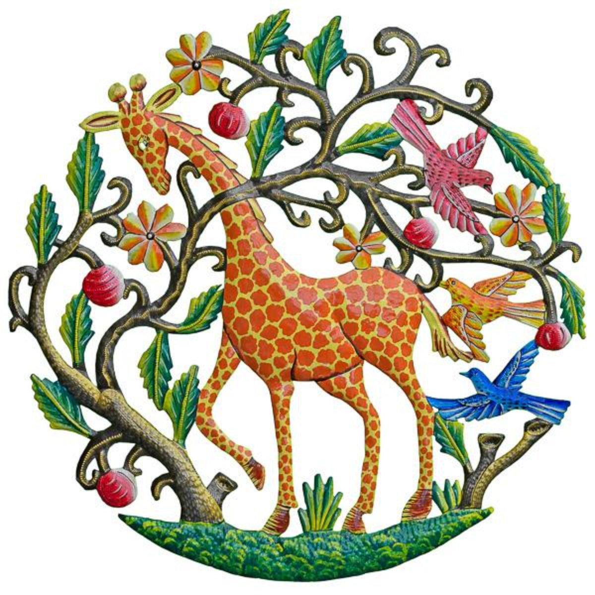 Giraffe in Fruit Tree-Iron Accents