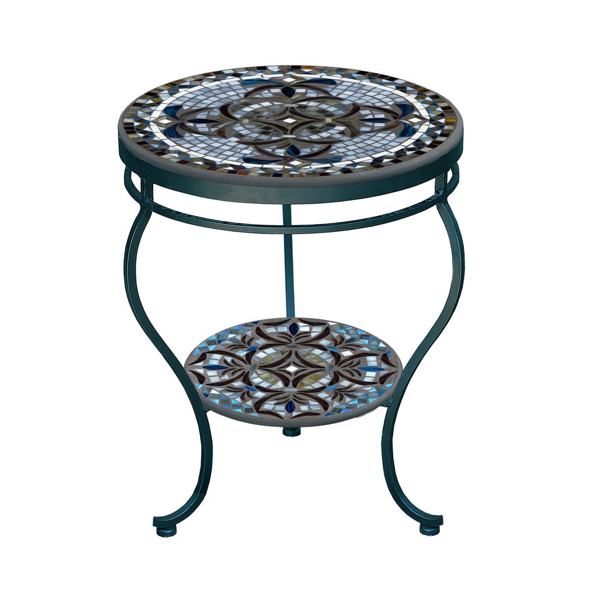 Roma Mosaic Side Table - Tiered-Iron Accents