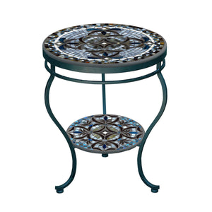 Roma Mosaic Side Table - Tiered-Iron Accents