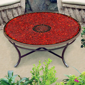 Ruby Glass Mosaic Coffee Table-Iron Accents