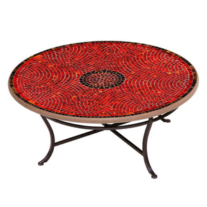 Ruby Glass Mosaic Coffee Table-Iron Accents