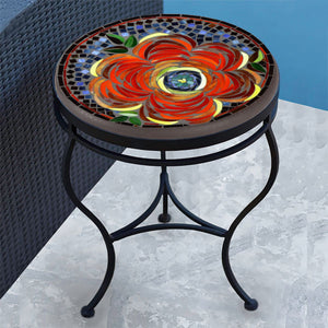 Zinnia Mosaic Side Table-Iron Accents