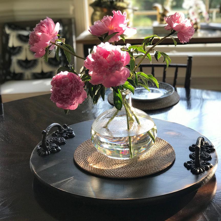 Large Lazy Susan – Handcrafted Wooden Turntable with Iron Handles ...