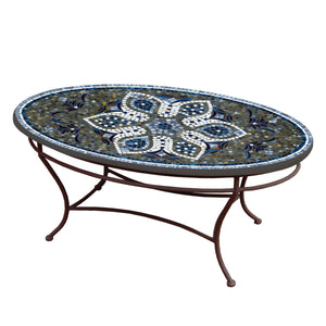 Grigio Mosaic Coffee Table - Oval-Iron Accents