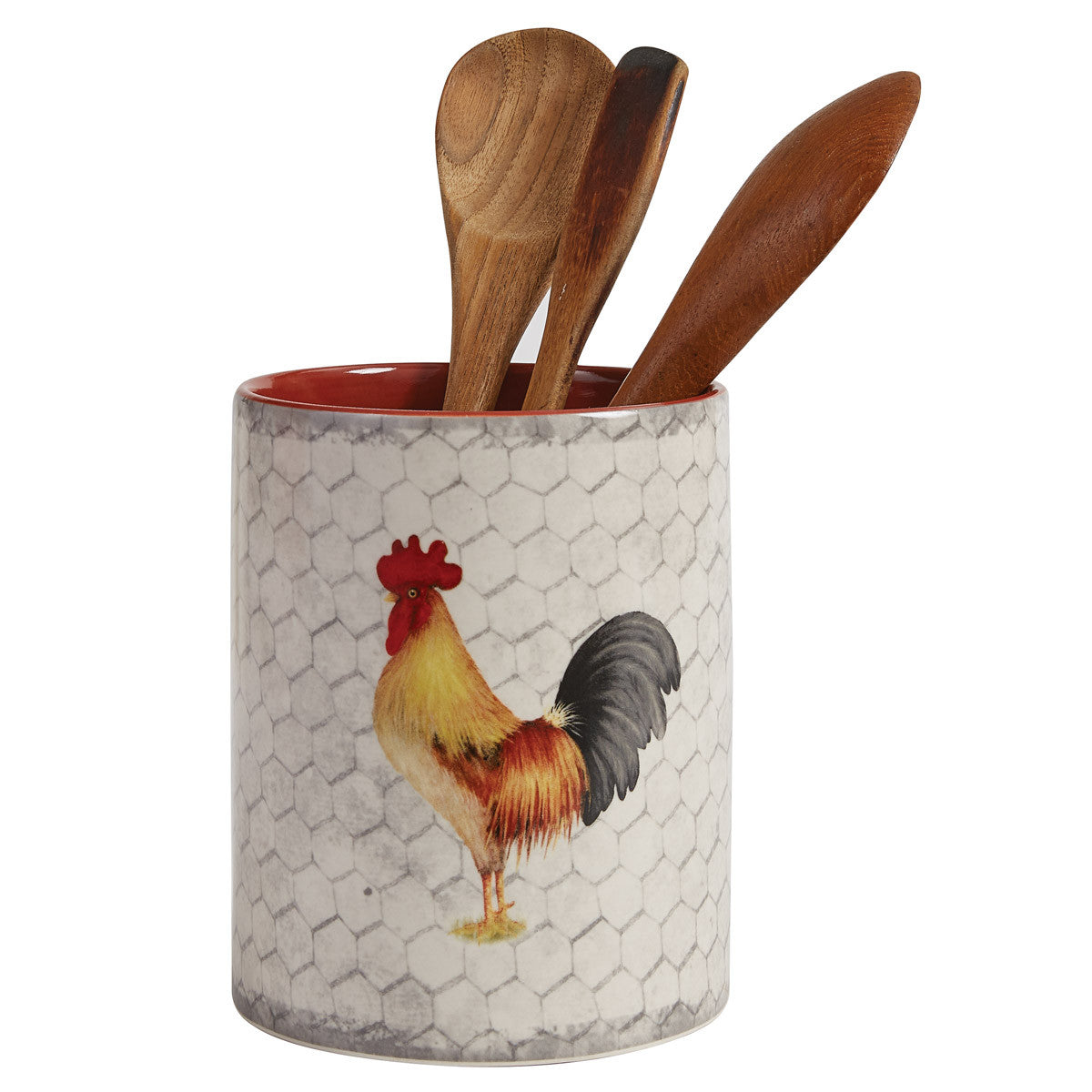 Rustic Rooster Utensil Crock