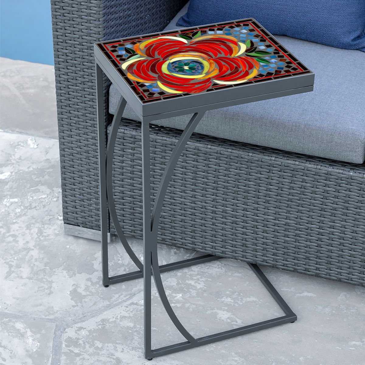 Zinnia Mosaic C-Table-Iron Accents