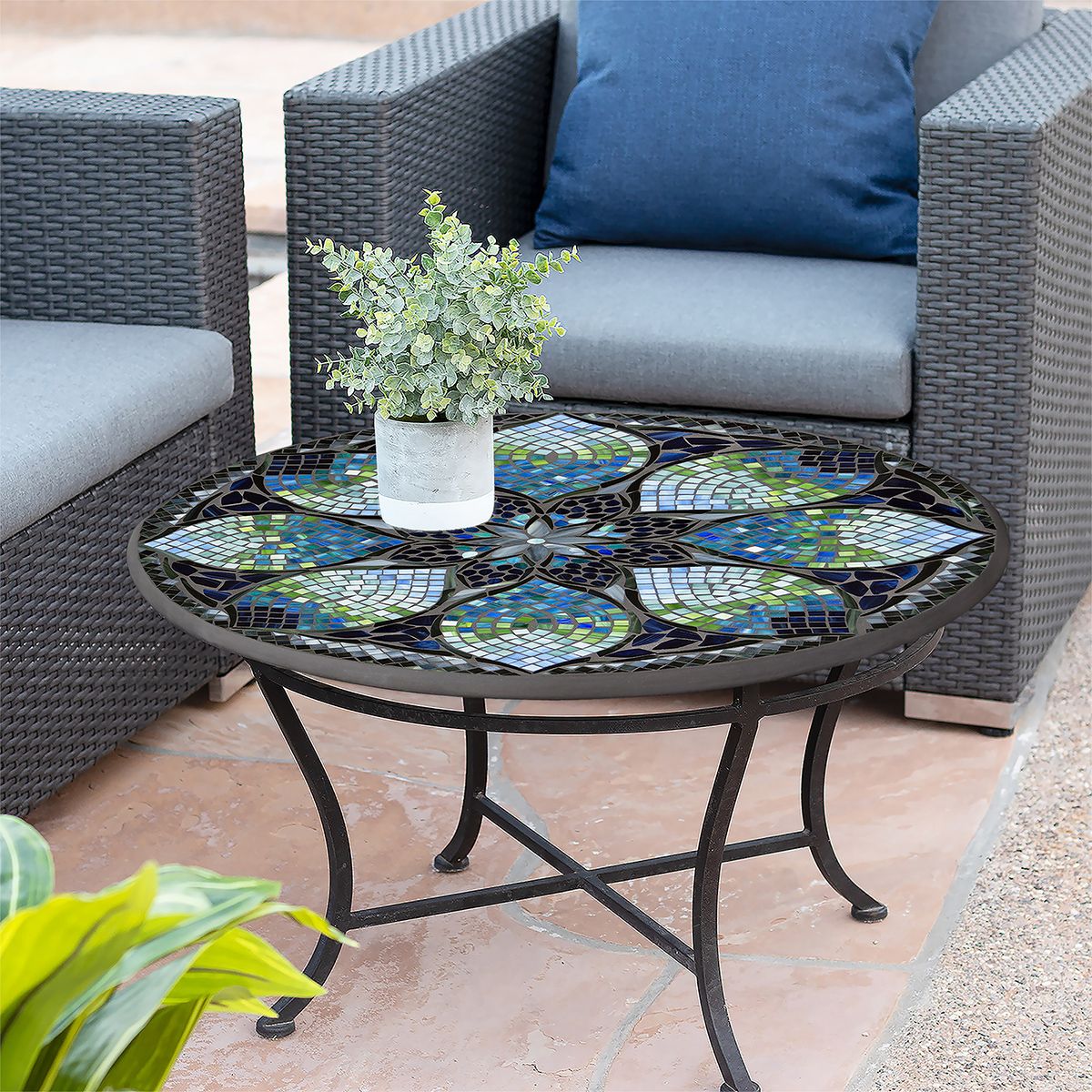 Belcarra Mosaic Coffee Table-Iron Accents
