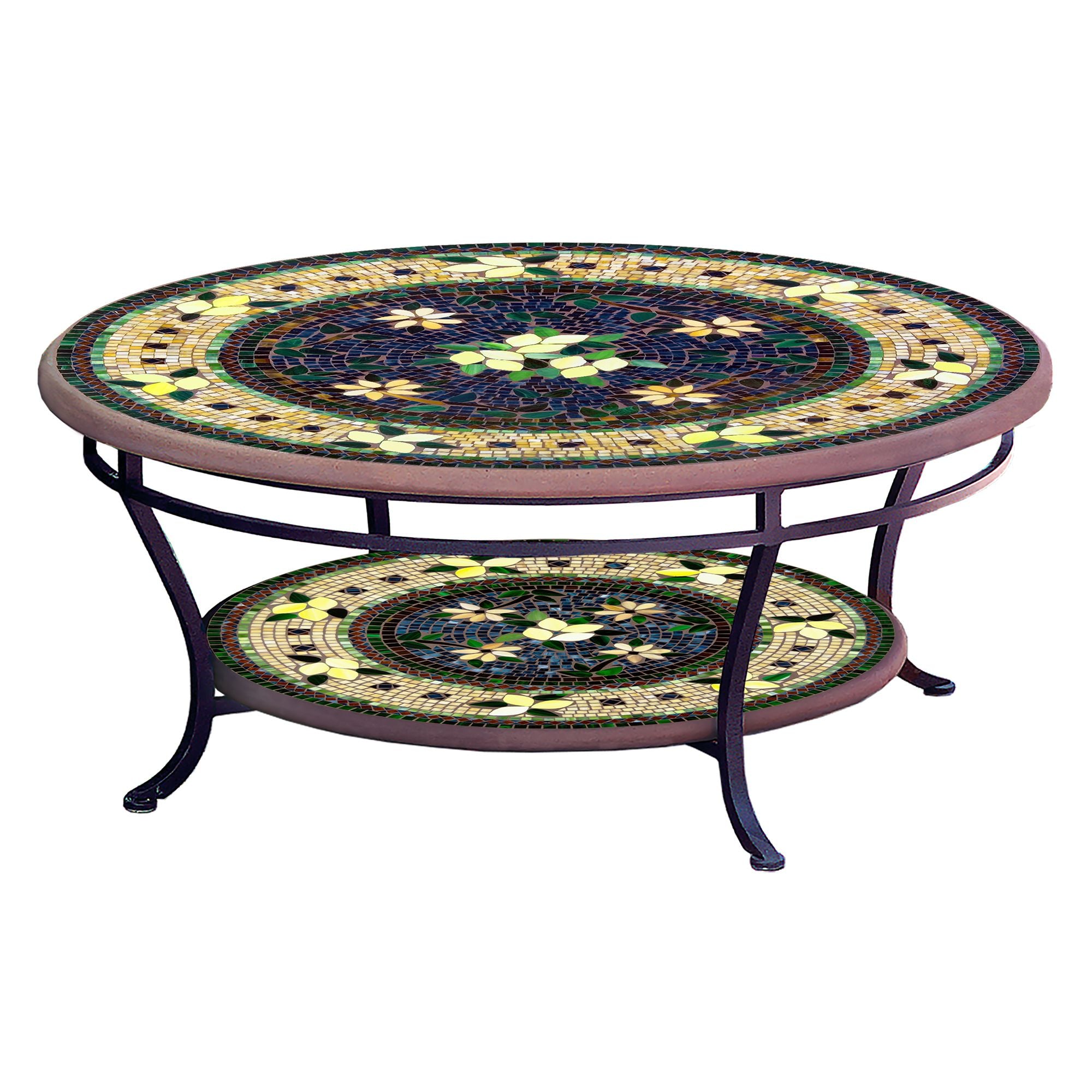 Tuscan Lemons Mosaic Coffee Table - Tiered-Iron Accents