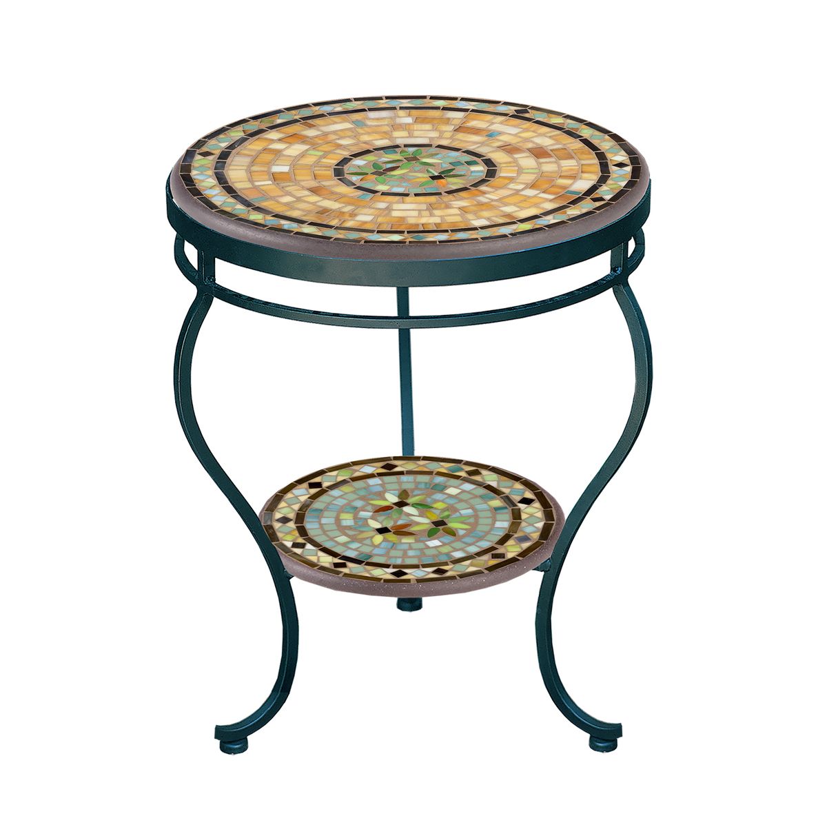 Malibu Mosaic Side Table - Tiered-Iron Accents