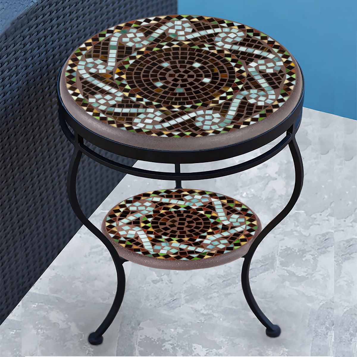 Oasis Mosaic Side Table - Tiered-Iron Accents