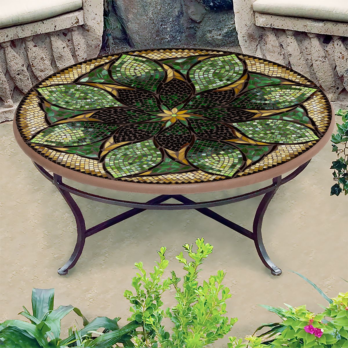 Arenal Mosaic Coffee Table-Iron Accents