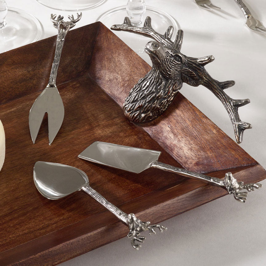 Stag Cheese Knifes (Set-3)-Iron Accents