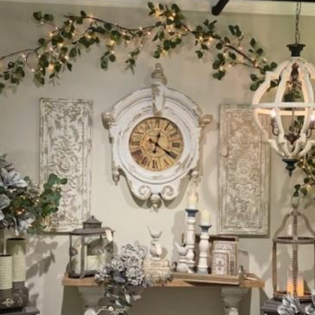 Lighted Eucalyptus Garland-Iron Accents