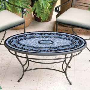 Navagio Mosaic Coffee Table - Oval-Iron Accents