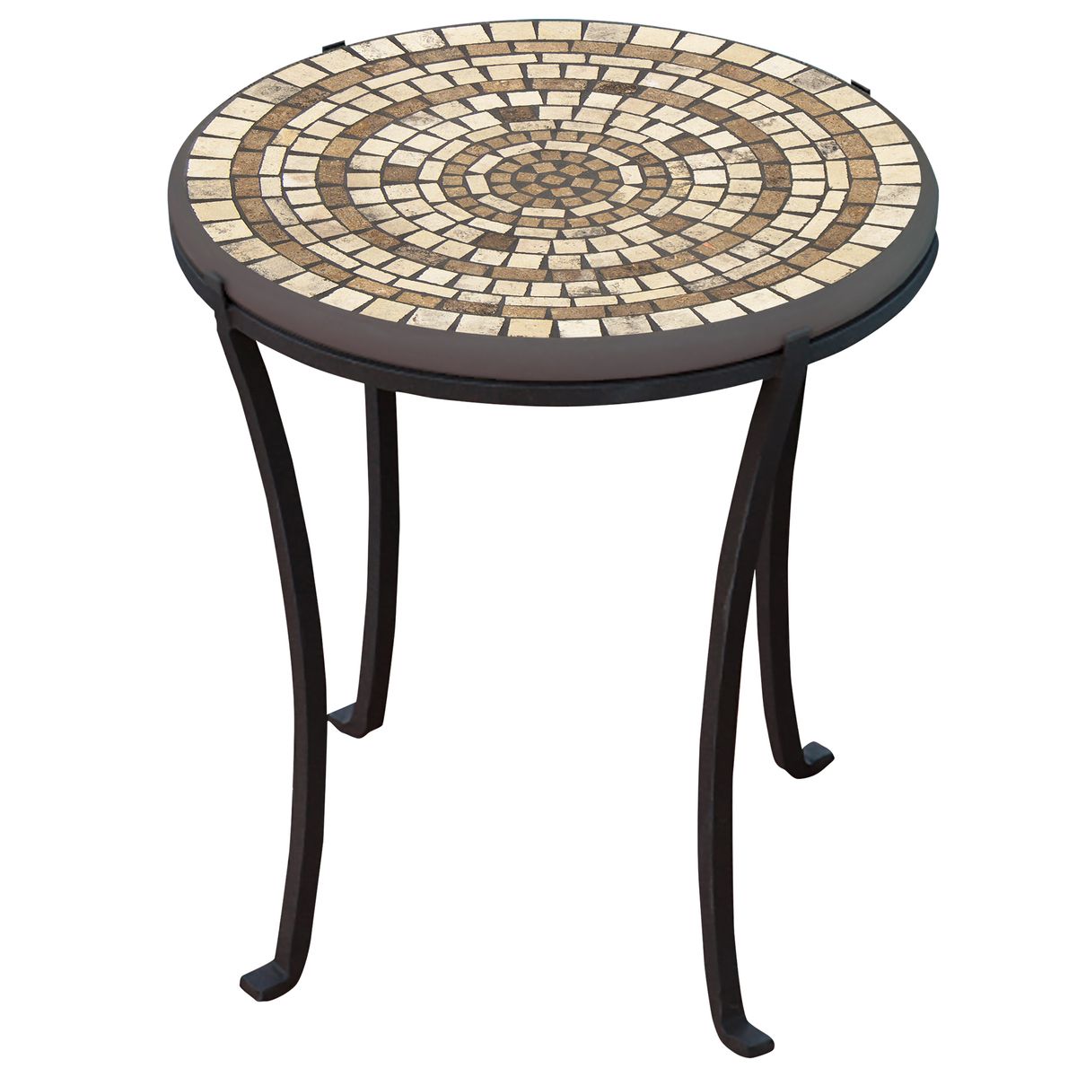 Marble Stone Mosaic Chaise Table-Iron Accents