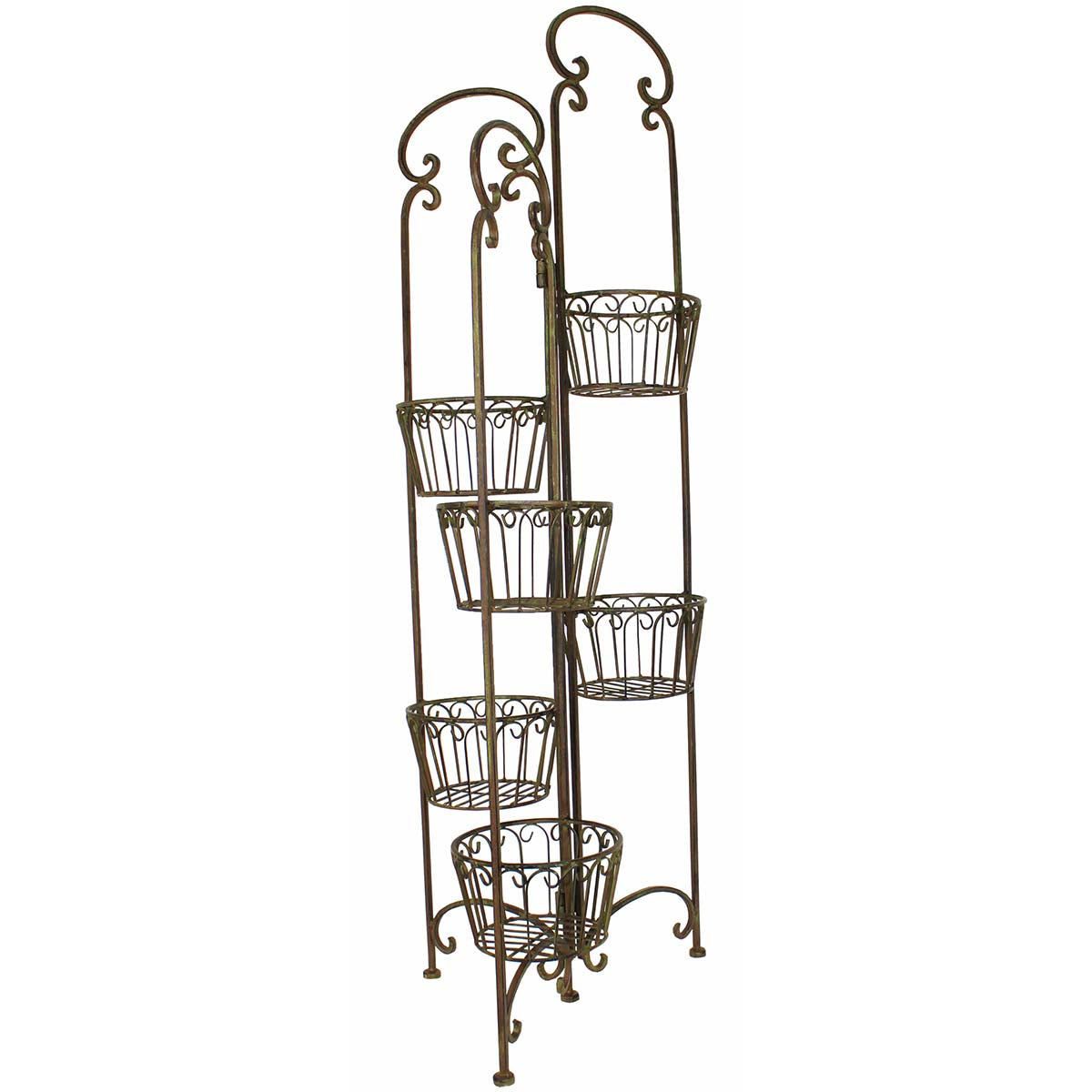 wrought iron plant rack Rustic Cast Iron Folding Plant Stand