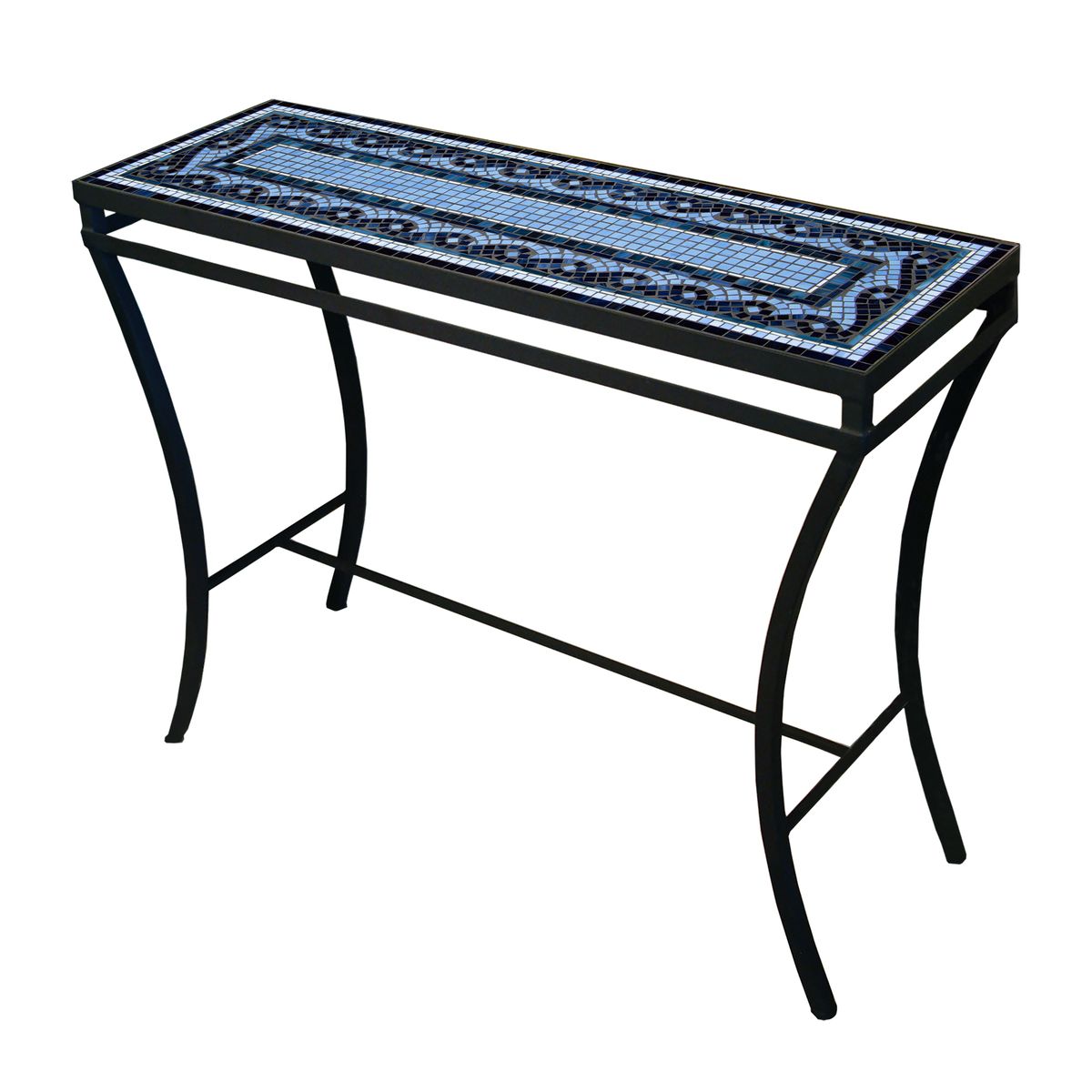 Navagio Mosaic Console Table-Iron Accents