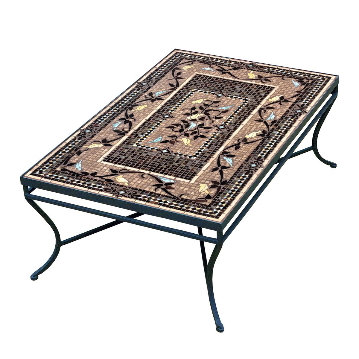 Provence Mosaic Coffee Table - Rect-Iron Accents