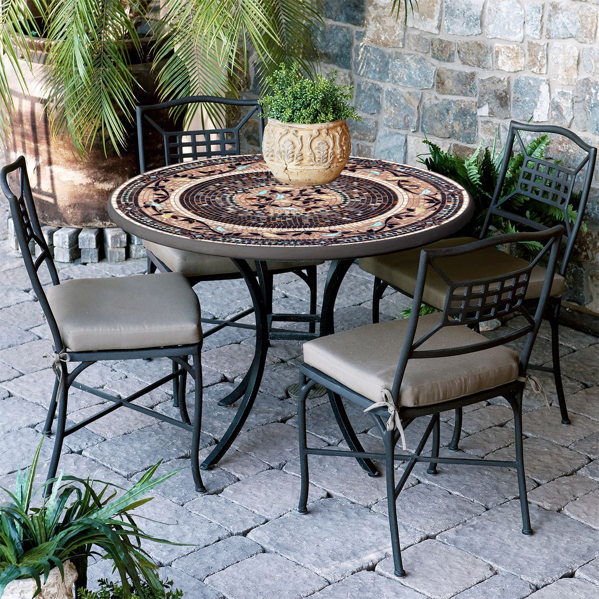 Provence Mosaic Patio Table-Iron Accents