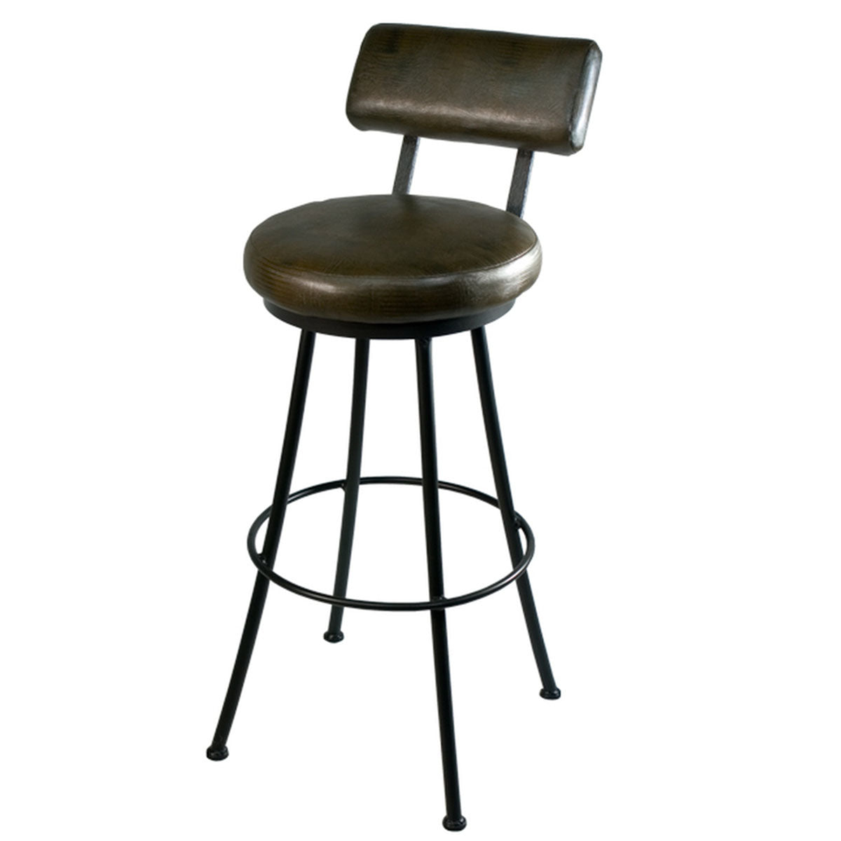 Forged Wrought Iron Round Bar Stool - Cedarvale - Iron Accents
