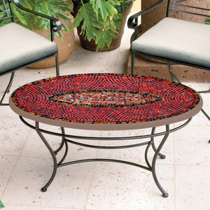 Ruby Glass Mosaic Coffee Table - Oval-Iron Accents