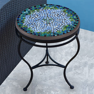 Belize Mosaic Side Table-Iron Accents