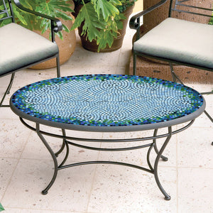 Belize Mosaic Coffee Table - Oval-Iron Accents