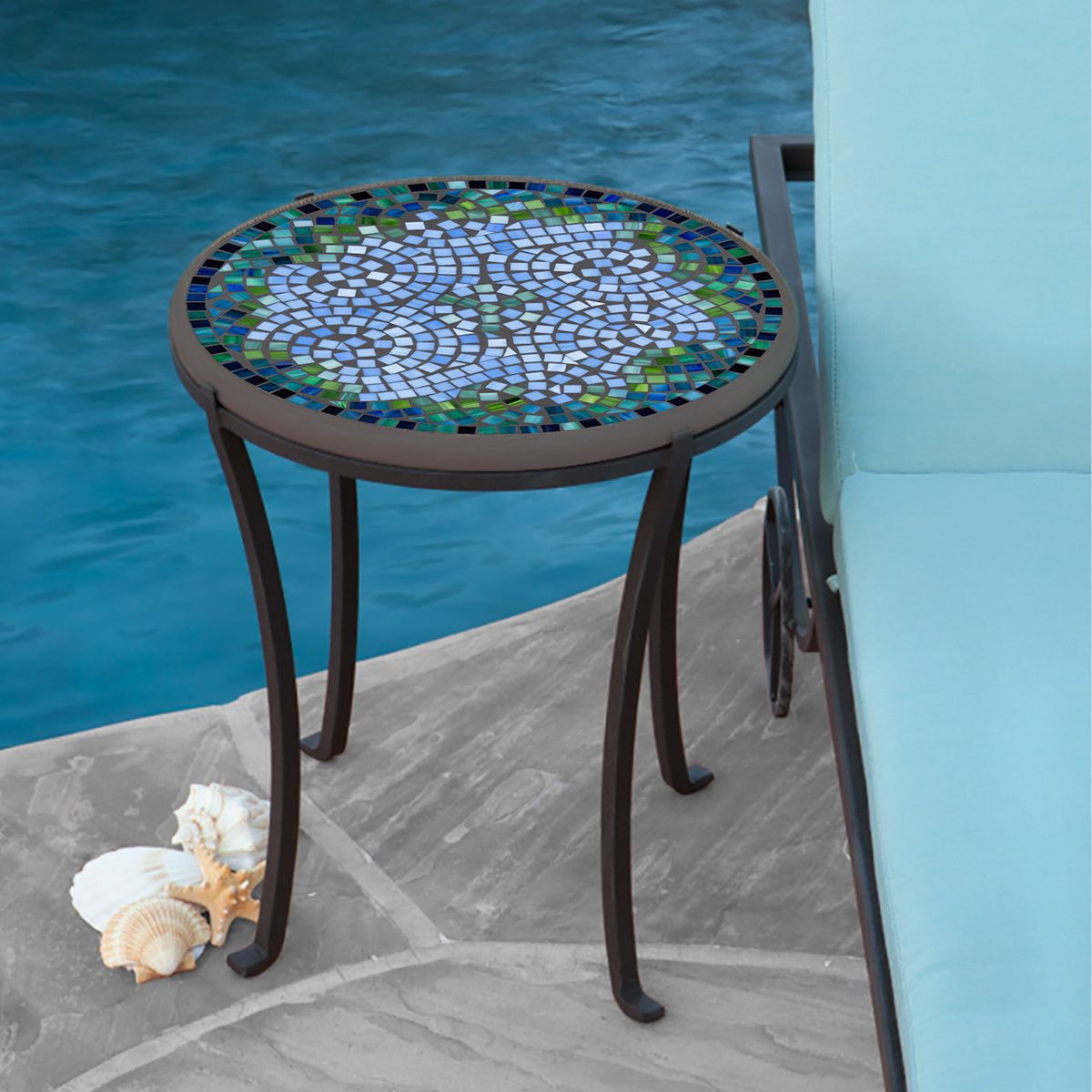 Belize Mosaic Chaise Table-Iron Accents
