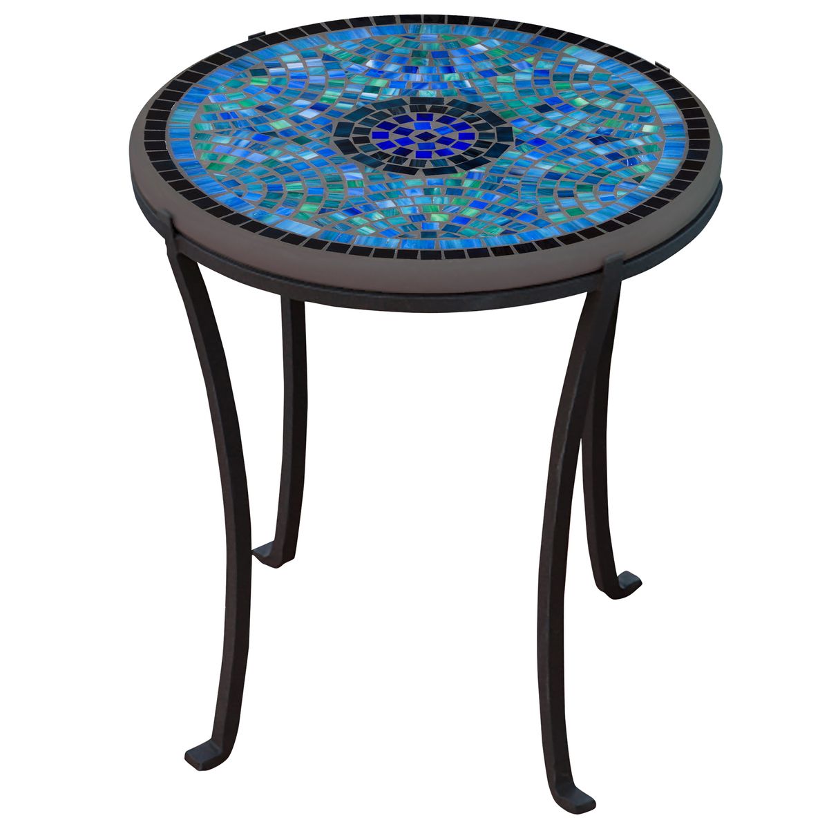 Opal Glass Mosaic Chaise Table-Iron Accents