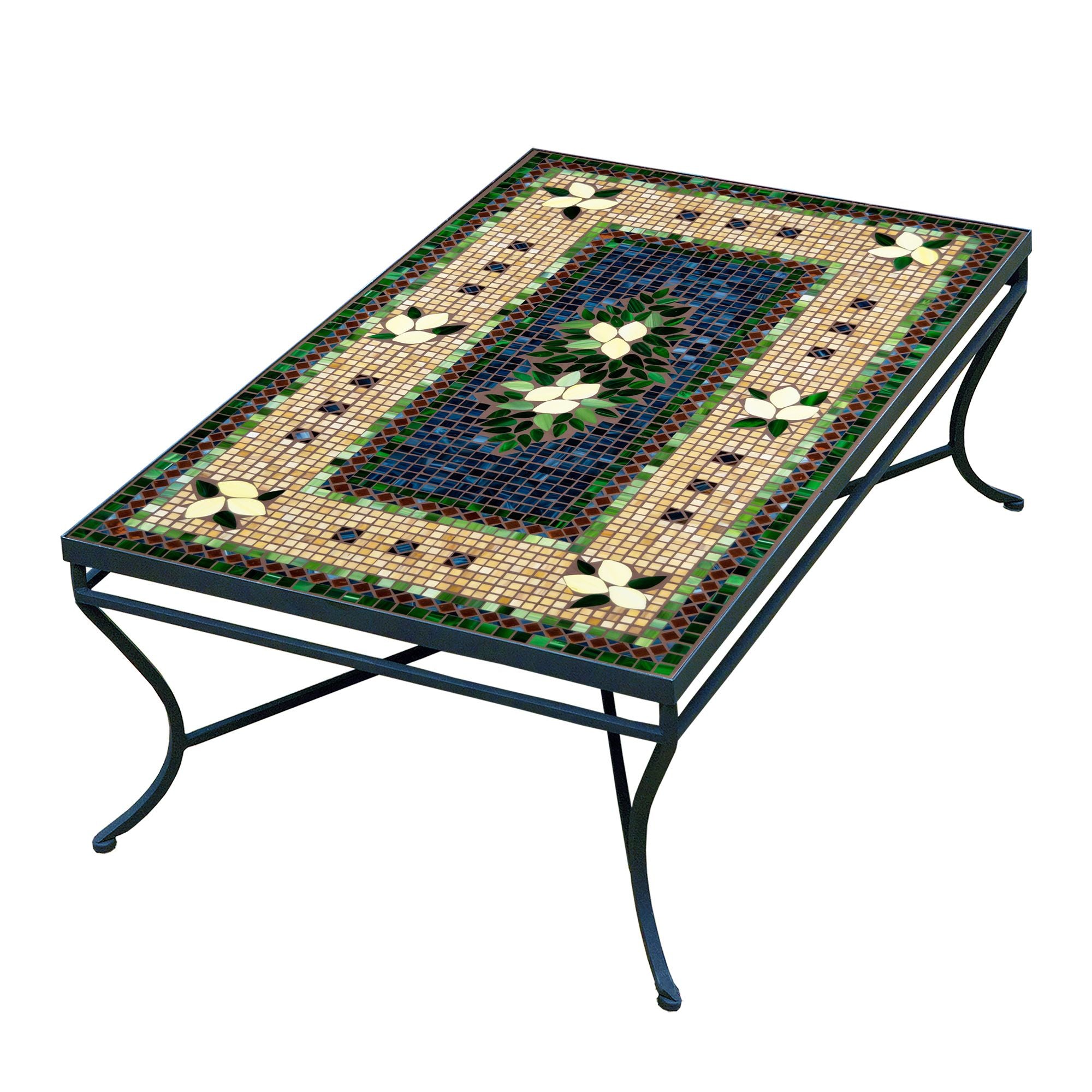 Tuscan Lemons Mosaic Coffee Table - Rect-Iron Accents