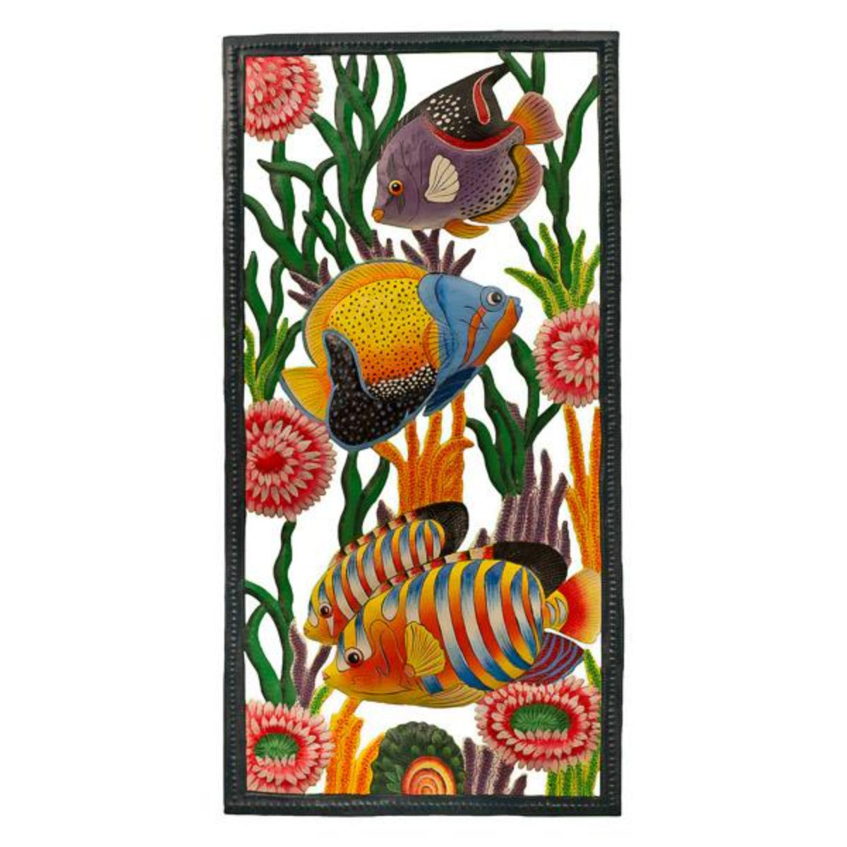 Vertical Tropical Fish Plaque-Iron Accents
