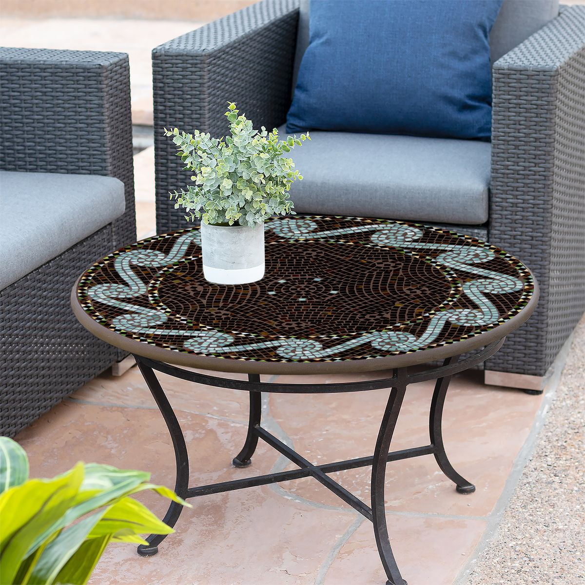 Oasis Mosaic Coffee Table-Iron Accents
