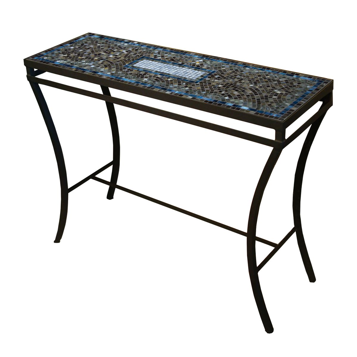Slate Glass Mosaic Console Table-Iron Accents