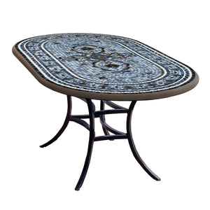 Roma Mosaic Oval Bistro-Iron Accents