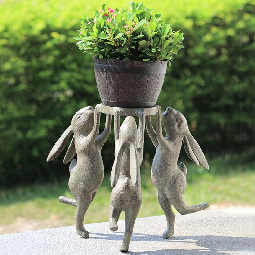 Rabbit Planter Holder-Iron Accents