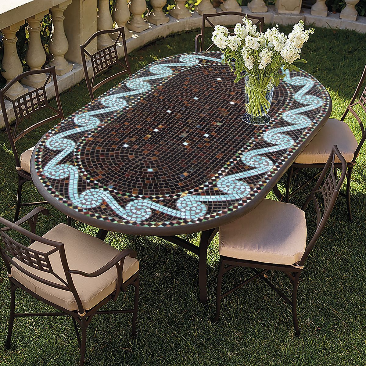 Oasis Mosaic Oval Bistro-Iron Accents