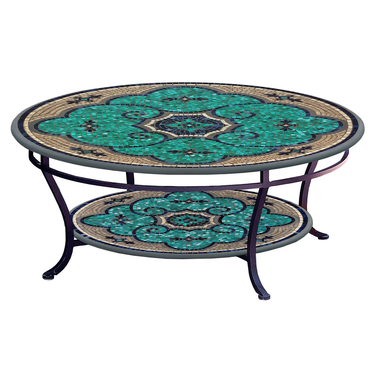 Sardinia Mosaic Coffee Table - Tiered-Iron Accents