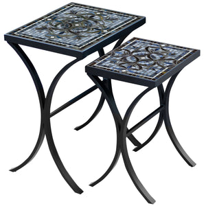 Roma Mosaic Nesting Tables-Iron Accents