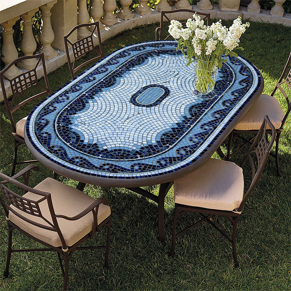 Navagio Mosaic Oval Bistro-Iron Accents