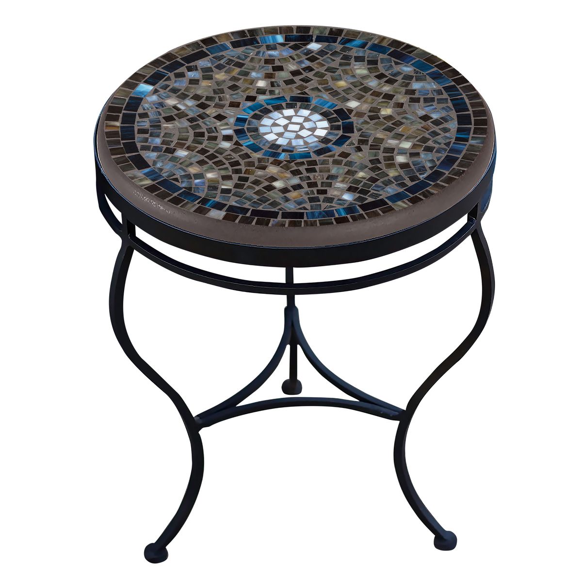 Slate Glass Mosaic Side Table-Iron Accents