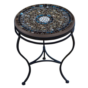 Slate Glass Mosaic Side Table-Iron Accents