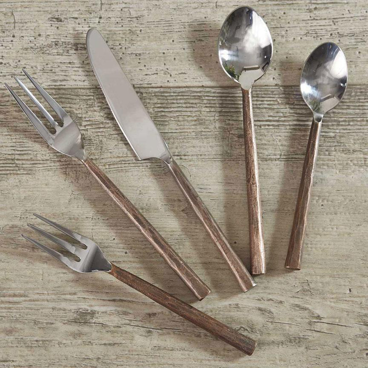 Rustic Copper Flatware (5-Pc) - Iron Accents