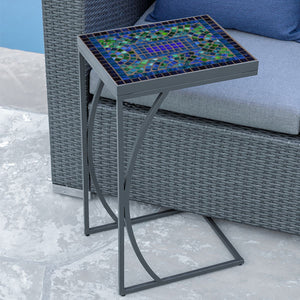 Opal Glass Mosaic C-Table-Iron Accents